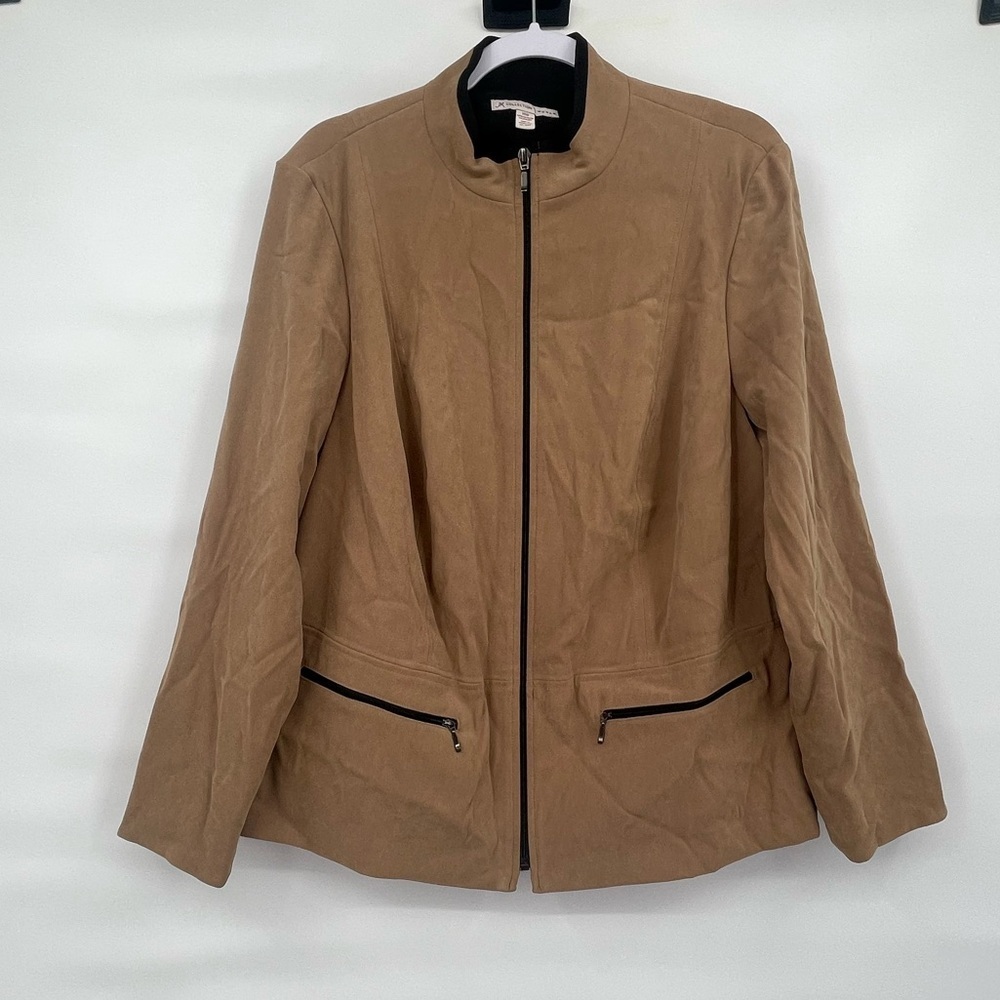 JM collection tan lined full zip jacket